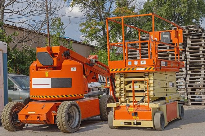 warehouse forklift in action during a busy workday in Chesapeake